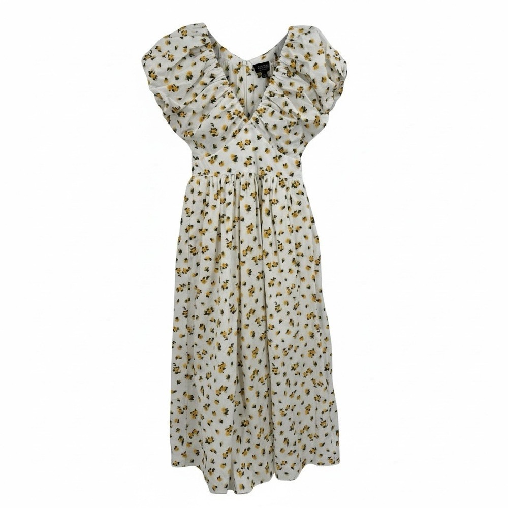 J. Crew White Maxi Dress with Yellow Floral Print
